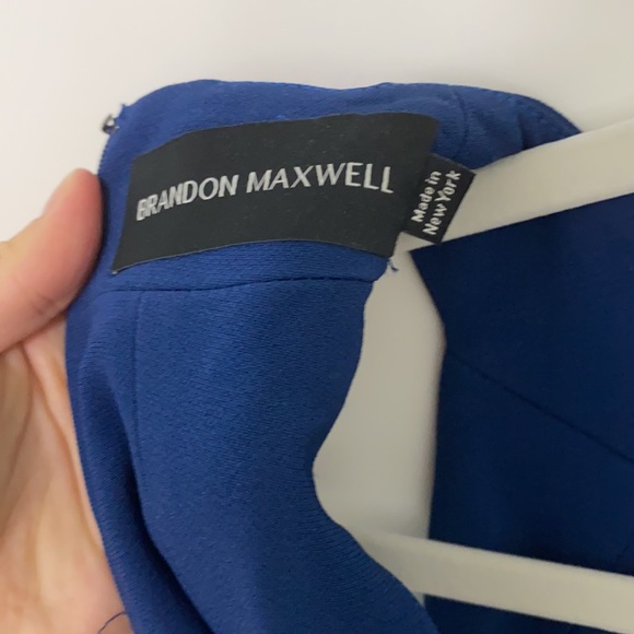 Brandon Maxwell dark blue sleeveless halter midi sheath dress with body con fit - Picture 13 of 15